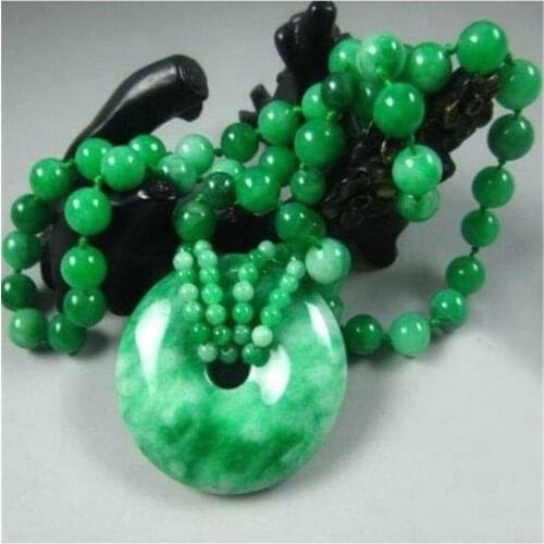 NATURAL WATER DROPLETS SAFETY BUTTON EMERALD PENDANT NECKLACE FOR WOMEN COLORFUL JADE BALL BEADS SWEATER CHAIN LUCKY JADE