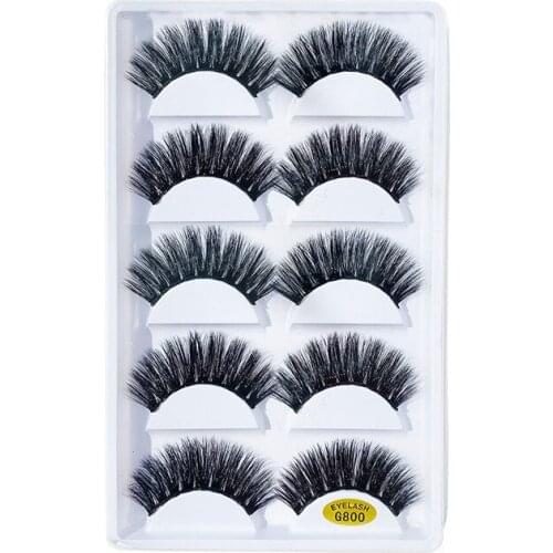 Five pairs of lashes slender natural 3D otter hair roll off false eyelash cosmetics