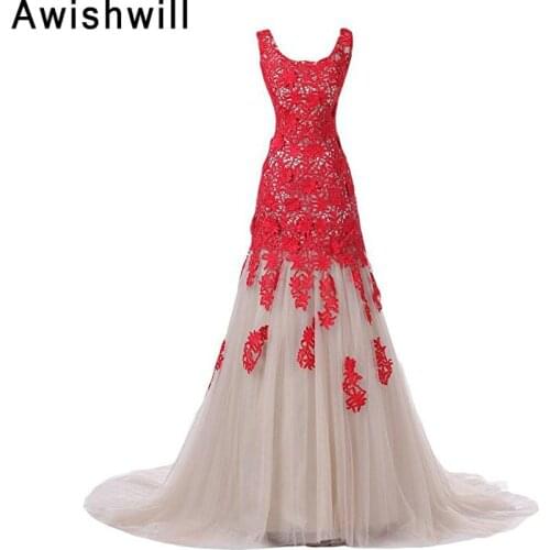 Real Photo Stunning Special Occasion Dress See Through Back Lace Tulle Women Formal Prom Gown Evening Dresses Made in China