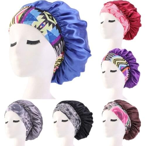 Adjust Solid Satin Bonnet Hair Styling Cap Long Hair Care Women Night Sleep Hat Silk Head Wrap Shower Cap Hair Styling Tool