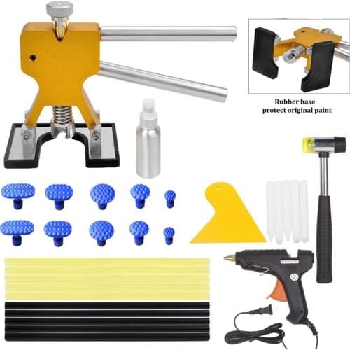 PAINTLESS DENT REPAIR PULLER KITS 8PCS WITH DENT LIFTER SUCTION CUP HOT GLUE GUN STICKS PRO TABS