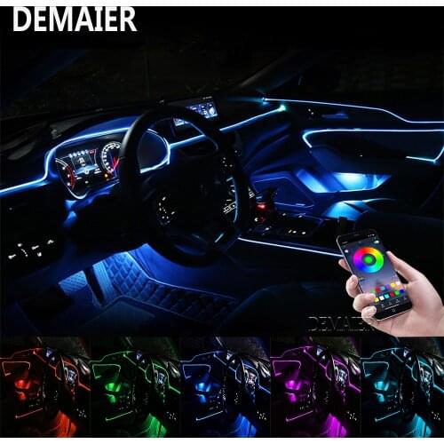RGB Fiber Optic Atmosphäre Lampen Auto Innen Umgebungs Licht Dekorative Lampe Streifen APP Music Control Modus LED Flexible 6m