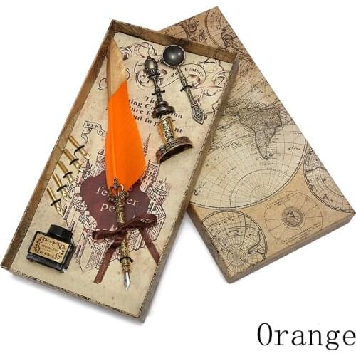 Christmas vintage exquisite gift set feather dip pen office calligraphy set feather pen