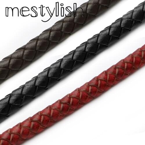 Mestylish Braided 8mm Diameter Genuine Leather Cord Rope Fit Handmade DIY Leather Bracelet Jewelry Craft Findings Accessories