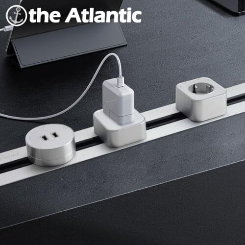 Concealed Power Track Socket Removable EU Track Socket Electrical Wall Outlet Power Track Kitchen Sockets Desktop Power Strip