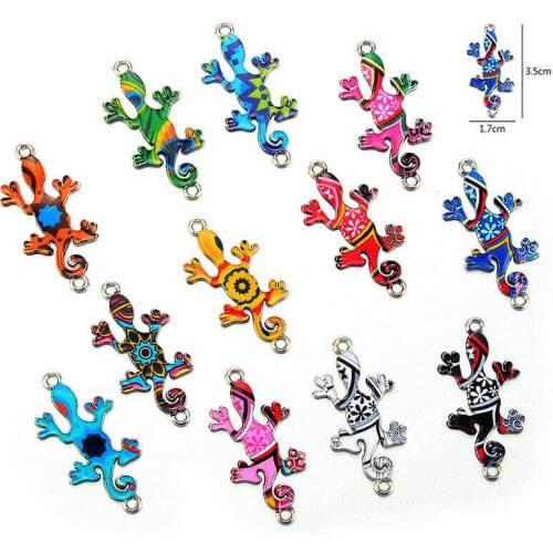 Fun DIY Wholesale Necklace Color 10Pcs Connectors Charm Gecko Jewelry Mixed Making