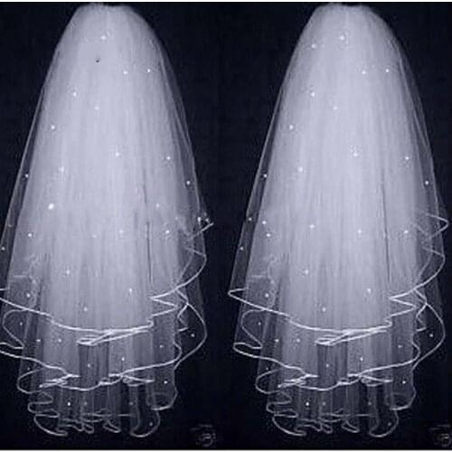 Wedding Accessories 2023 Pearls Tulle Long Cathedral Wedding Veil Ribbon Edge Bridal Veil with Comb veu de noiva longo