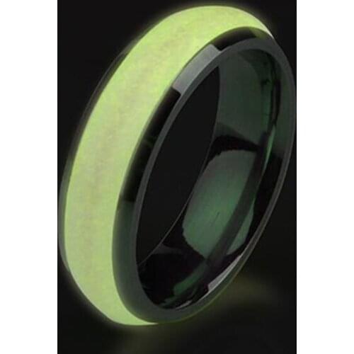 Luminous Ring Stainless Steel Luminous Ring Jewelry Curved Surface 6mm Titanium Steel Hand Jewelry Fluorescent Ring Glow In Dark
