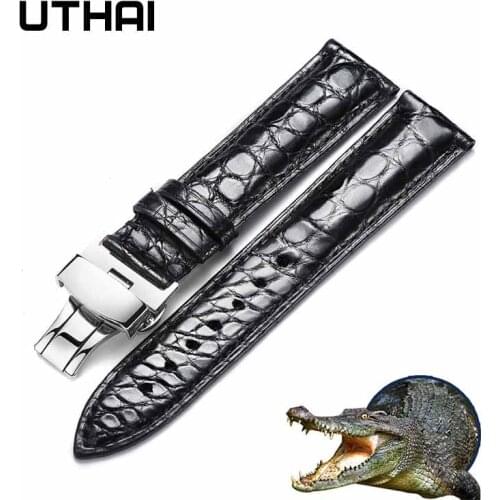 UTHAI Z04 Double click buckle crocodile leather strap 12/14/16/18/19/20/22 / 24mm Mens ladies' strap