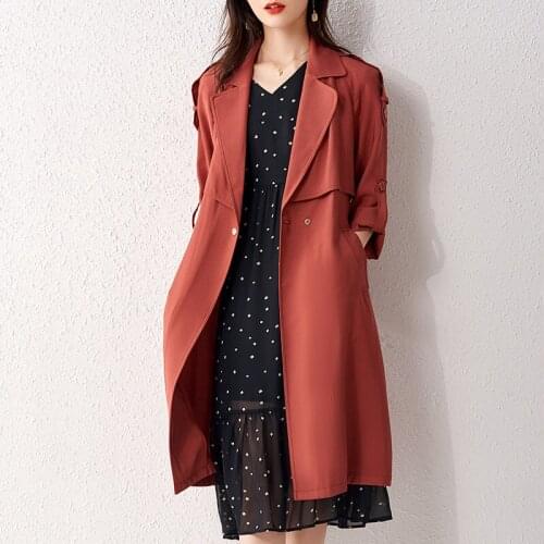 Temperament ol British Wind waist windbreaker coat womens autumn 2021 new medium and long fashion coat