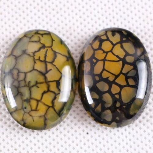 1Pair CAB Cabochon 22x30MM Oval Natural Stone Bead For Making Necklace Bracelet Earrings Green Veins Onyx K541