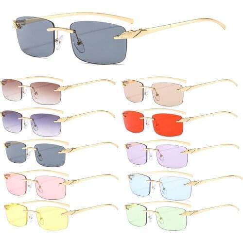 1PC Fashion Rectangle Sunglasses Vintage Unique Cheetah Rimless Rectangle Sunglasses UV400 Protection Eyewear Driver Goggles