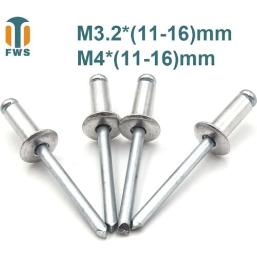 10 PCS M3.2/M4 11-16mm DIN EN ISO 15977 GB /T 12618.1 Aluminum Open End Blind Rivets Pop Rivets With Protruding Head