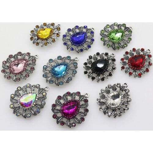 10pcs/set Colorful Rhinestone Buttons Crystal for Wedding Bouquet Earring Metal Brooch DIY crafts Jewelry Accessories
