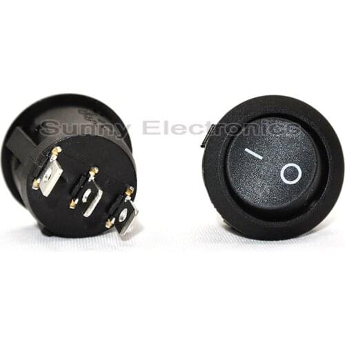 10PCS Mini Round Black 3 Pin SPDT ON-OFF Rocker Switch Snap-in