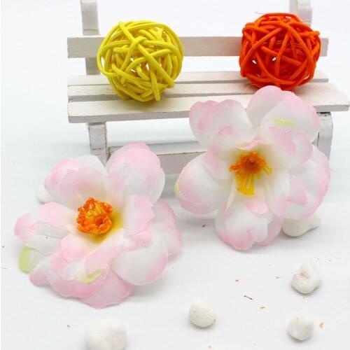 100pcs 6cm Artificial Cherry Blossom Flower Heads Silk Flowers For Wedding Hair Corsage Dress Gift Box Scrapbooking Decoration