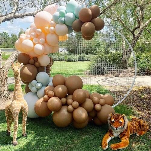 103pcs Coffee Brown Latex Balloons Arch Kit Macaron Green Orange Color Garland Arch Birthday Party Wedding Decorations Backdrop