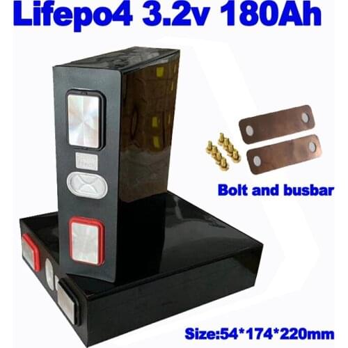 3.2V 176Ah 180Ah Lifepo4 Battery Cell Large Capacity Diy 4S 8S 12S Solar Storage E-Bike Crazy Kart Caravan Bank + Screw Busbar