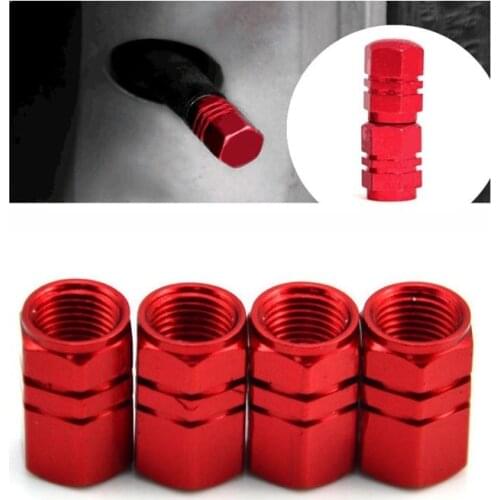 4Pcs 0.7cm Wheel Tire Valve Caps Car Motorcycle Bicycle Air Aluminum Alloy Hexagonal Tyre Stems Wheel Valve Cap