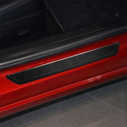 Dry Carbon Fiber Exterior Decoration Door Sills Wrap Protection Cover for Tesla Model 3 2018-2019 4pcs Car Decal Stickers