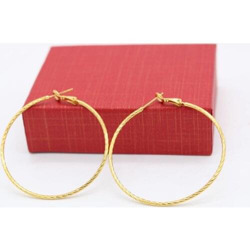 5cm Large Circle Hoop Earrings Yellow Gold Filled Twist Round Huggie Earrings Classic Style Sexy Jewelry