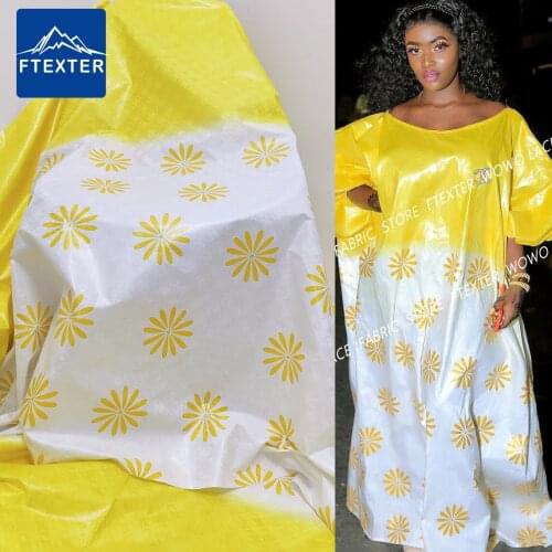 5 Yards 2021 Unique Design African Lace Fabric Jacquard Style Printed Bazin Riche Brocade For Sewing Senegal Festival Material