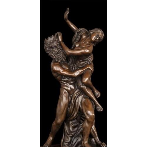 53 CM Western Art Deco Bronze Man Women Pluto Snatch Persephone Body Sculpture