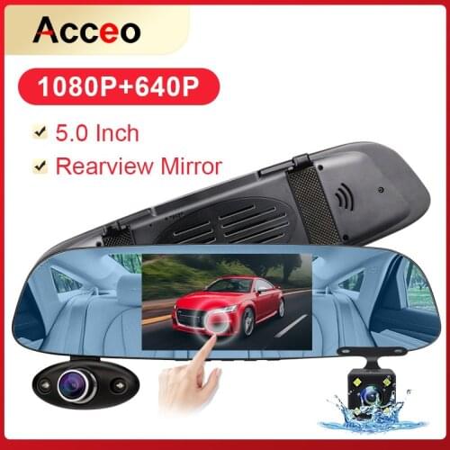 E-ACE A44P 5 Inch touch screen Car Video Recorder 3 Camera Lens Dashcam Car Rearview Mirror Dual Record Night Vision Camera
