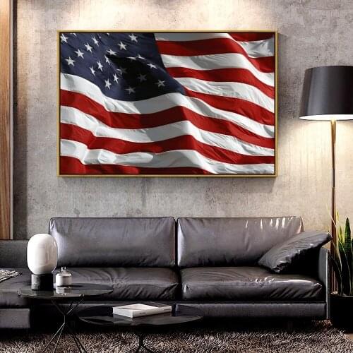 Artcozy Oil Canvas Painting American Flag For Home Decoration Wall Art
