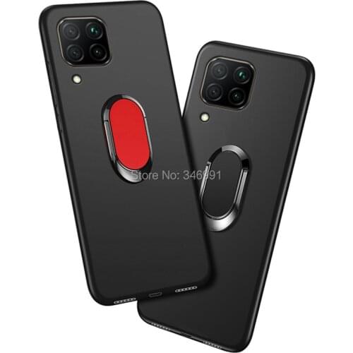 Huawei P40 Lite Case luxury 6.4 inch Soft Black plastic Metal Finger Ring Cover for Huawei P40 Lite 6GB 128GB Cases