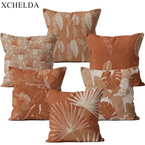 Home Decor Fall Pillow Case Orange Art Nordic Pillowcase Decorative 45*45 40*40 for Sofa Fur Linen Farmhouse Cushion Cover