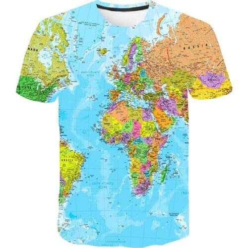 New Fashion T-Shirts World Map 3D Printed Streetwear Men Women Harajuku Crew Neck Short Sleeve Kids T Shirt Oversize Tees Tops