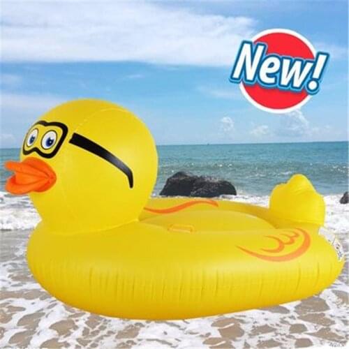 Giant Inflatable Yellow Duck Floating Row Inflable Bed Air Mattress for Water Toys Sea Swimming Pool Beach Animal Float Board