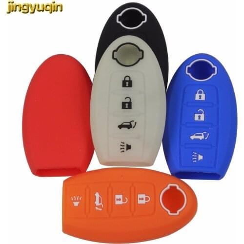 Jingyuqin 4 BTN Silicone Smart Key Cover For Nissan Sentra Juke Versagel Maxima Altima Teana Versa Sunny Sylphy Qashqai X-Trail