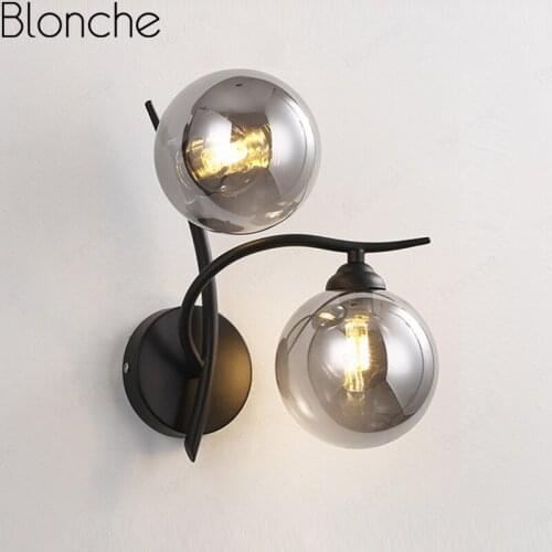 Nordic Creative Glass Wall Lamp Modern Led Wall Lights for Bedroom Living Room Stairs Art Decor Light Fixtures Loft Mirror Light