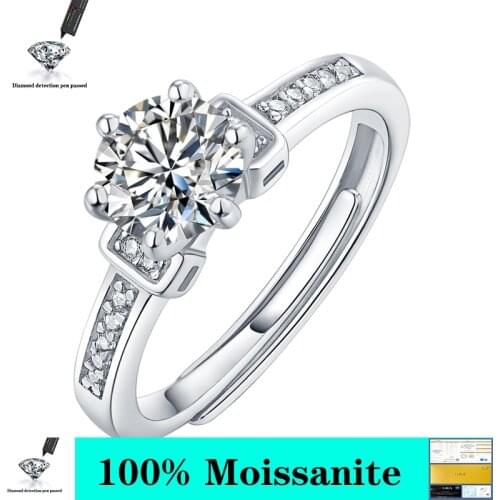 1.0ct 3ct 2ct D Round 18K White Gold Plated 925 Silver Moissanite Ring Diamond Test Passed Jewelry Woman Girlfriend Gift