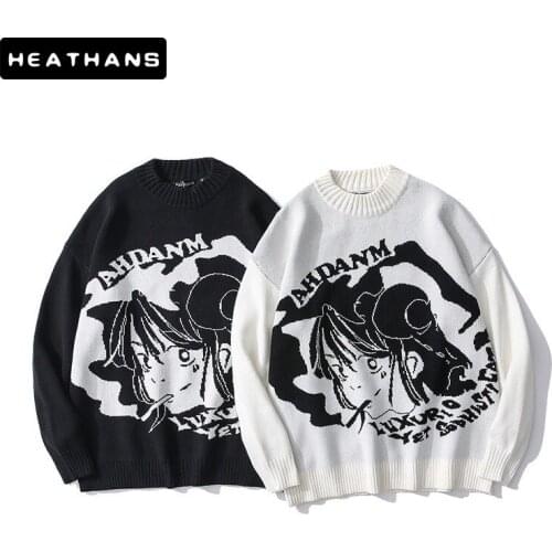 Personality Sweater Men Spring Autumn Youth Streetwear High Street Sweater Men Long Sleeve Loose Handsome Men Clothing SizeS-XXL