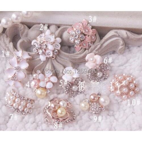 20PCS Fashion Diamante Imitate Pearl Rhinestone Flat Back Button DIY Headwear Bag Material Wedding Service Shoe Sewing accessory