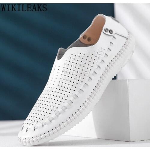 Black Leather Casual Shoes Man Blue Loafers Summer Shoes Men Designer White Slip on Shoes Men Zapatos Casuales De Los Hombres