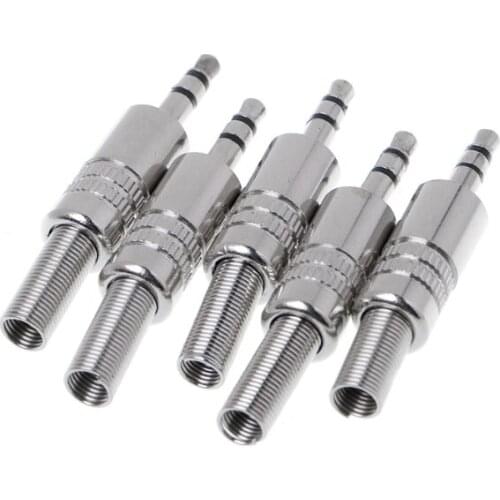 New 5 Pcs Metal 3.5mm 2 Ring 3P Stereo Jack Plug Cable Solder Adapter Terminal w/Spring hot