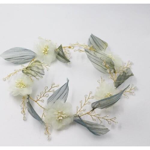 Sweetheart Bridal Headdress Golden Alloy Shiny Rhinestone Mesh Flower Head Band for Wedding Perform Studio Travel Photo HP058