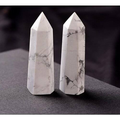 Natural Polished White Turquoise Quartz Crystal Wand Point Healing Decor