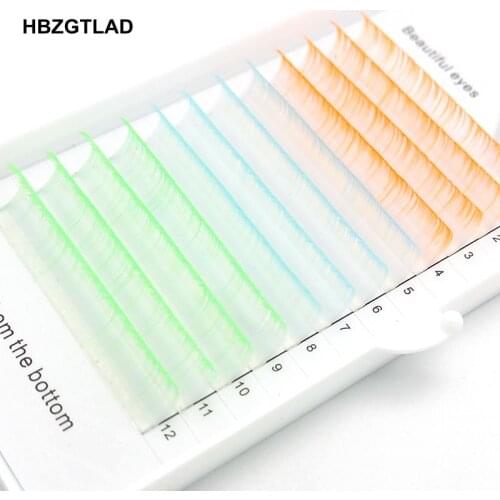 HBZGTLAD New C/D curl 8-15mm false lashes Gradient blue green orange eyelash individual colored lashes Faux eyelash extensions