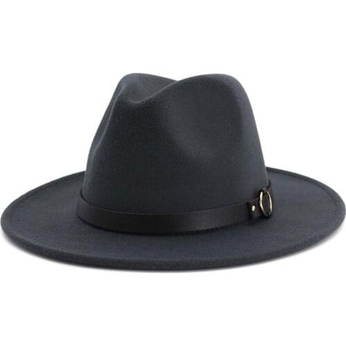 Fashion Men Women Fedora Hat With Leather Belt Panama Hat Wide Brim Hat Jazz Hat Adult Hat Size 56-58CM