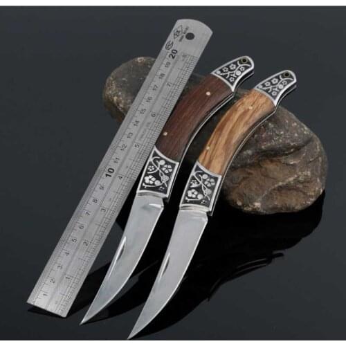 Folding High hardness blade wood handle camping hunting survival stainless steel knives Tactical Mini Folding Folder Knife