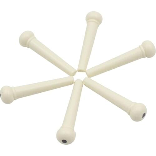 6pcs White Wooden Guitar Replacement Bridge Pins With Black Dot Inlay Great for Acoustic Folk Guitar ABS String End Pegs