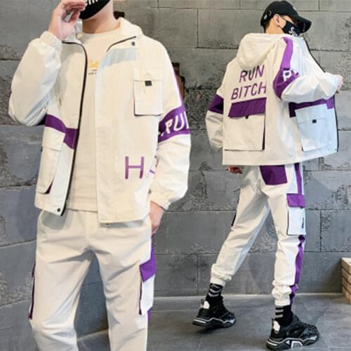 2021 New Man Tracksuits 2 Piecs Sweat Suits Mens Patchwork Printing Sweatshirts Sweatpants Sets Student Husband Sports Clothing