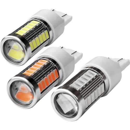 2PCS T20 7443 W21/5W 33 SMD 5630 5730 LED Car Yellow Amber Turn Signals 21/5W Red Brake Lights White Parking Bulb Auto Fog Lamps