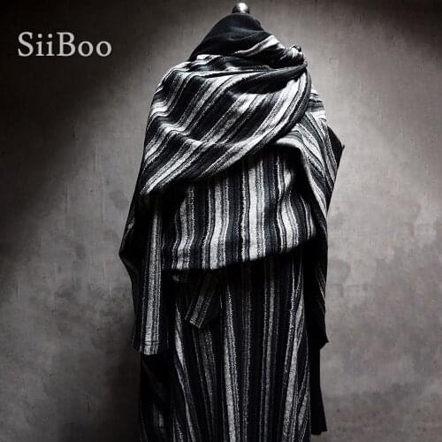 Siiboo wool cotton blend fabric for winter coat jacket top dense stripe yarn-dyed luxurious lazy style sp6331