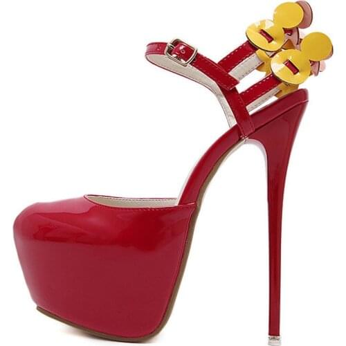 Sexy Women Super High Heels Platform Pumps Women Patent Leather Multi Round String Stilettos Ladies Female Party High Heels